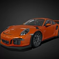 Orange Porsche Style Sports Car With Aerodynamic Design And Large Rear Spoiler