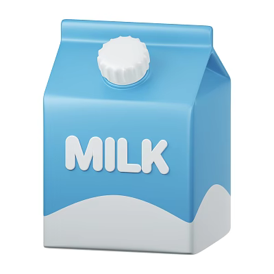 Blue Milk Carton With White Cap And Wavy Bottom Design Featuring MILK Lettering 3d model