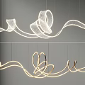 Modern Artistic Curved Ribbon Chandelier With LED Light And Sleek Design Fixture