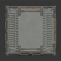 Vintage Industrial Metal Equipment Featuring Square Reinforced Frame And Striped Surface Design