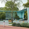 Modern gallery frame outdoor modeling gallery frame rest flower box seat combination sketch 3d model