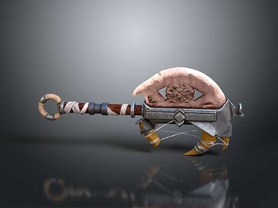 Fantasy Weapon Featuring Wooden Wrapped Handle And Bone Like Blade With Metallic Accents 3d model