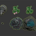 Scenic Decorative Components With Deer Sculpture Lotus Flowers Leaves And Rocks