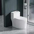 Modern White Toilet In Bathroom Interior With Gray Floor Green Wall And Shower Enclosure