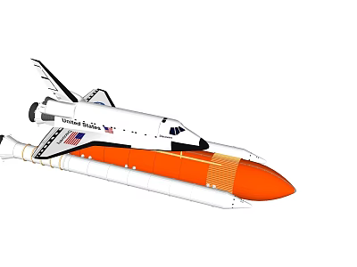 NASA Space Shuttle Orbiter With Orange External Tank And American Flag Design 3d model