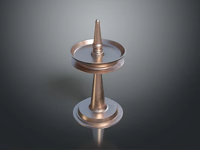 Metallic Decorative Stand With Two Tiered Trays And Conical Top In Modern Design 3d model