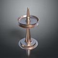 Metallic Decorative Stand With Two Tiered Trays And Conical Top In Modern Design