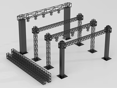 Commercial Truss System For Stage Event Setup With Heavy Duty Metal Frames 3d model