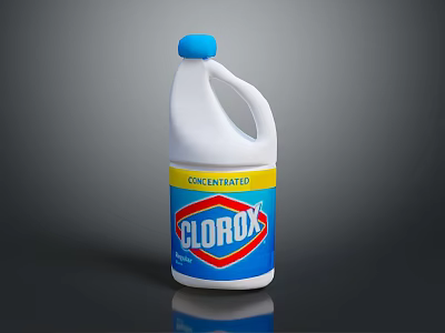 Clorox Concentrated Bleach Bottle With Blue Cap And White Plastic Container 3d model