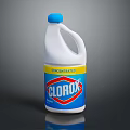 Clorox Concentrated Bleach Bottle With Blue Cap And White Plastic Container
