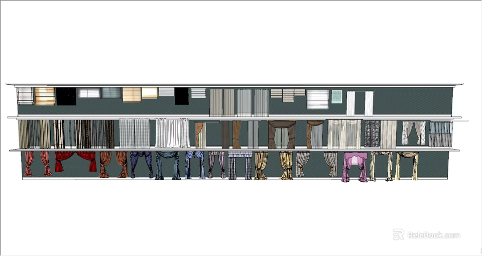 Curtain Samples With Various Fabrics Colors And Patterns For Home Decor 3d model