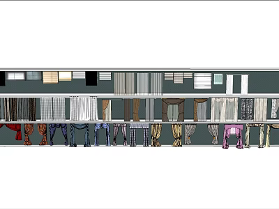 Curtain Samples With Various Fabrics Colors And Patterns For Home Decor 3d model