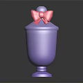 Purple Decorative Jar With Lid And Pink Bow On Top For Home Decoration