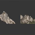 Artificial Rock Mountain Models With Natural Texture And Green Mossy Base 3d model