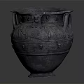 Ancient Clay Vase With Intricate Decorations And Multiple Handles 3d model
