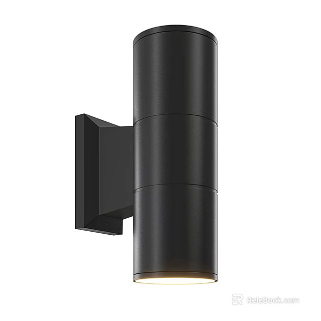 Sleek Modern Black Cylindrical Wall Light With Segmented Design And Soft Illumination 3d model 