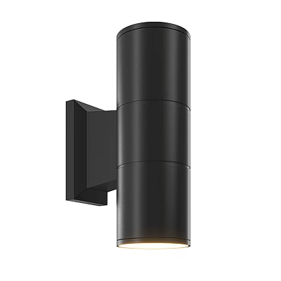 Sleek Modern Black Cylindrical Wall Light With Segmented Design And Soft Illumination 3d model