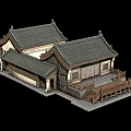 Traditional Ancient Chinese Architecture With Tile Roof Overhanging Eaves Wooden Railings And Stone Platform Steps