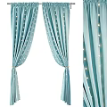 Golden Striped Curtains With White Dots For Home Decor In Light Blue Pink Purple