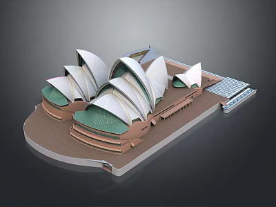 Sydney Opera House Architectural Model With Iconic Shell Roof And Display Base 3d model
