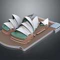 Sydney Opera House Architectural Model With Iconic Shell Roof And Display Base