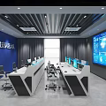 Command Center Control Center Rescue Brigade Control Center Combat Command Room Operation Desk Science and Technology Large Screen Office Desk and Chair Interactive Touch Screen Rescue Brigade 3d model