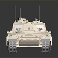 Modern Desert Colored Armored Tank With Long Cannon And Heavy Duty Tracks