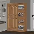 Modern Wooden Wardrobe With Double Doors and Shelves for Folded Clothes Pillows and Stuffed Toys