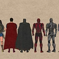 Game And Movie Superhero Characters In Iconic Costumes Standing Together In Line
