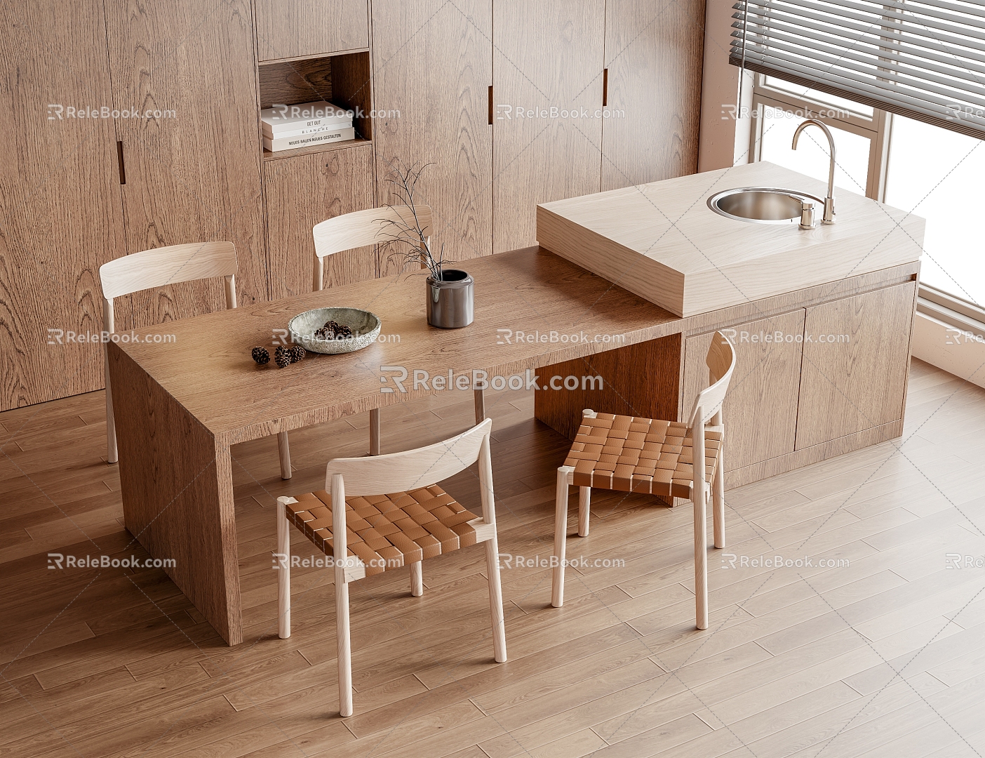 Modern Dining Table and Chair Combination 3d model