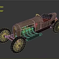 Vintage Copper Colored Race Car With Open Cockpit Red Seat And Exposed Engine