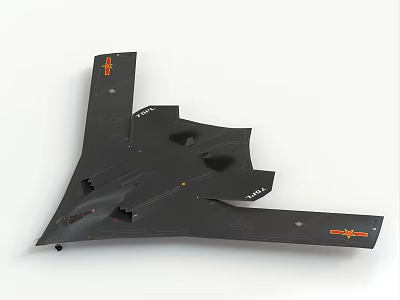 Black Stealth Fighter Jet Model With Red Wing Markings And Flying Wing Design 3d model