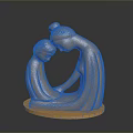 Golden Mother And Child Embracing Sculpture With Smooth Base Design