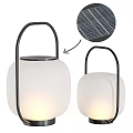 Solar Powered Modern Table Lamp With White Glass Shade And Metal Handle Design 3d model