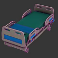 Modern Medical Hospital Bed With Green Mattress Blue Sections And White Frame