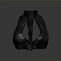 Black Decorative Vase With Unique Collar Neck And Smooth Button Design 3d model