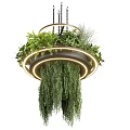 Greenery Decorated Hanging Chandelier With Circular Design And Illuminated Warm Light