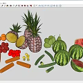 Vibrant Fresh Assorted Fruits Display With Pineapples Watermelons Strawberries And Oranges