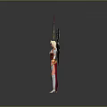 Game Movie Character With Red Purple Wings Golden Halo And Golden White Armor Spear