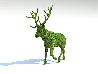 Green Bush Topiary Sculpture Shaped Like a Deer for Garden Decoration 3d model