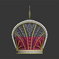 Luxury Jewelry Crown With Red Silver Decoration Cross Top And Intricate Gems Patterns