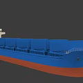 Blue Hull Cargo Ship Featuring Red Bottom Multiple Cargo Holds And White Multi Deck Superstructure