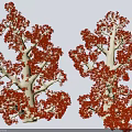 Vibrant Red Coral Polyps With Intricate Branching Skeletal Structures 3d model