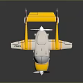 Yellow and Gray Toy Airplane with Red Stripes Lc Logo Wings Propeller and Wheels