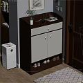 Modern Wooden White Shoe Cabinet With Entryway Storage Shelf And Shoe Storage