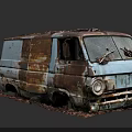 Abandoned Rusty Old Van With Broken Windows And Weathered Body Panels 3d model