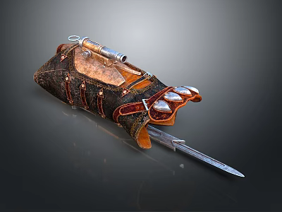 Heroic Warrior Character Wearing Leather Gauntlet With Claws Dagger For Beast Encounters 3d model