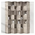 Modern White Bookcase with Geometric Compartments Holding Books Decorative Items and Lamp