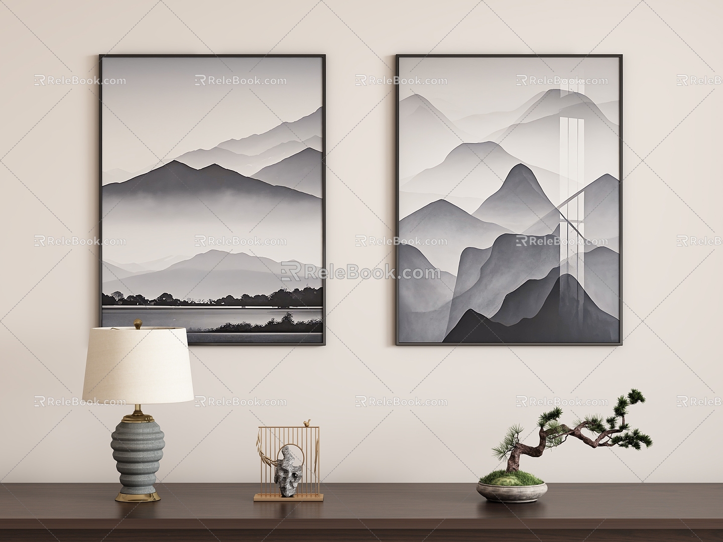 New Chinese Hanging Painting Decorative Painting 3d model