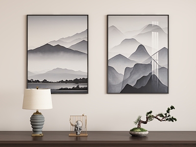 New Chinese Hanging Painting Decorative Painting 3d model